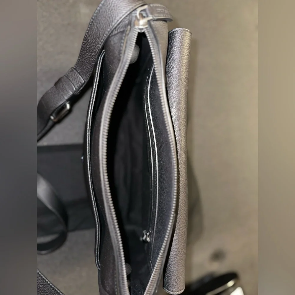 Authentic Giorgio Armani Men's Tumbled Leather Messenger Bag